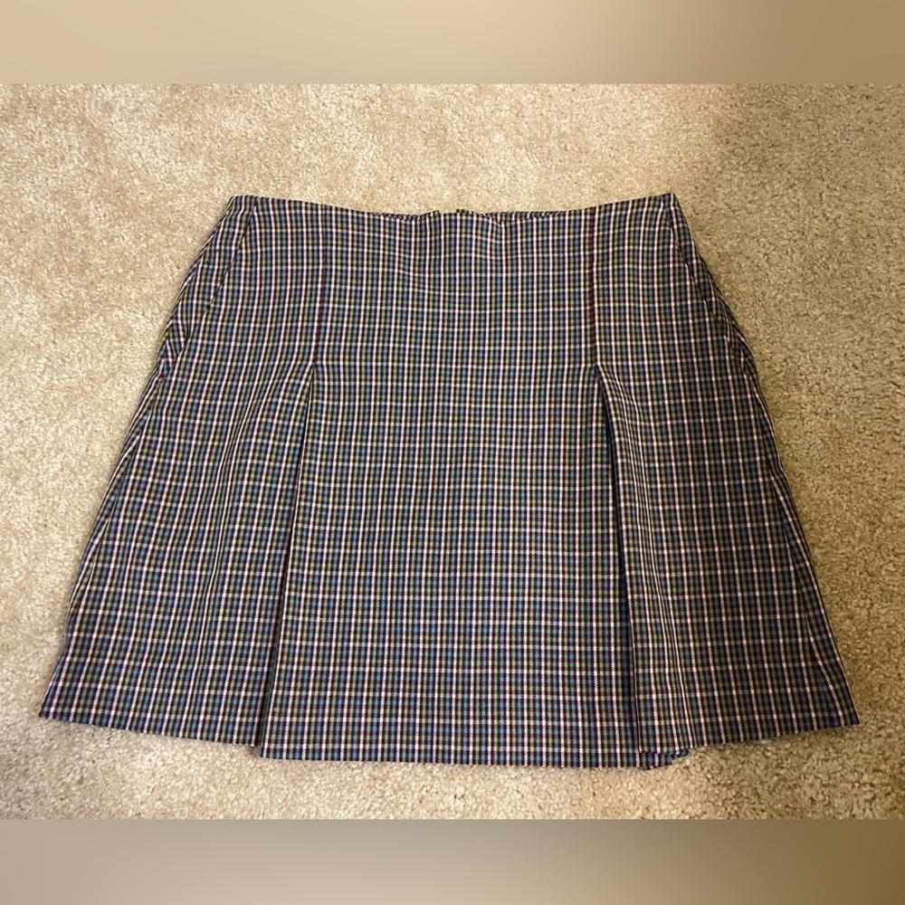 Tory Burch Blue & Brown A-Line Skirt